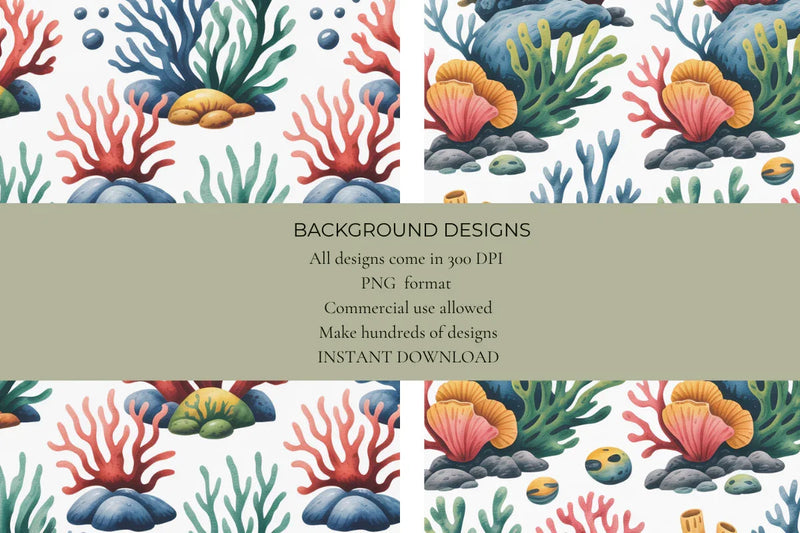 Underwater Corals Seamless Papers - CraftNest - Digital Crafting and Art
