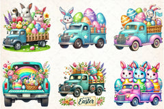 Easter Bunny Truck Clipart Bundle 3 - CraftNest - Digital Crafting and Art