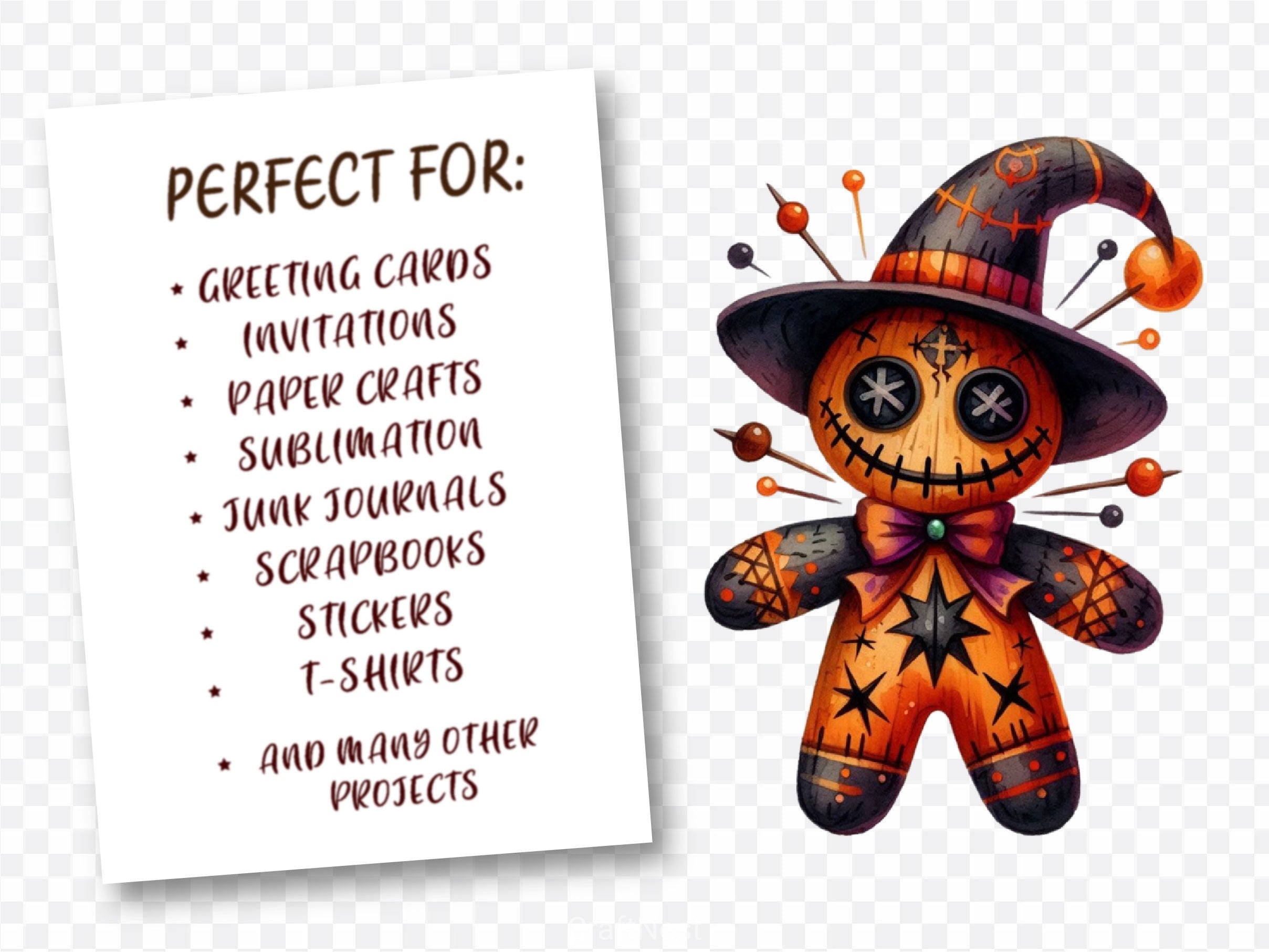 Halloween Gothic Voodoo Doll Clipart Bundle 3