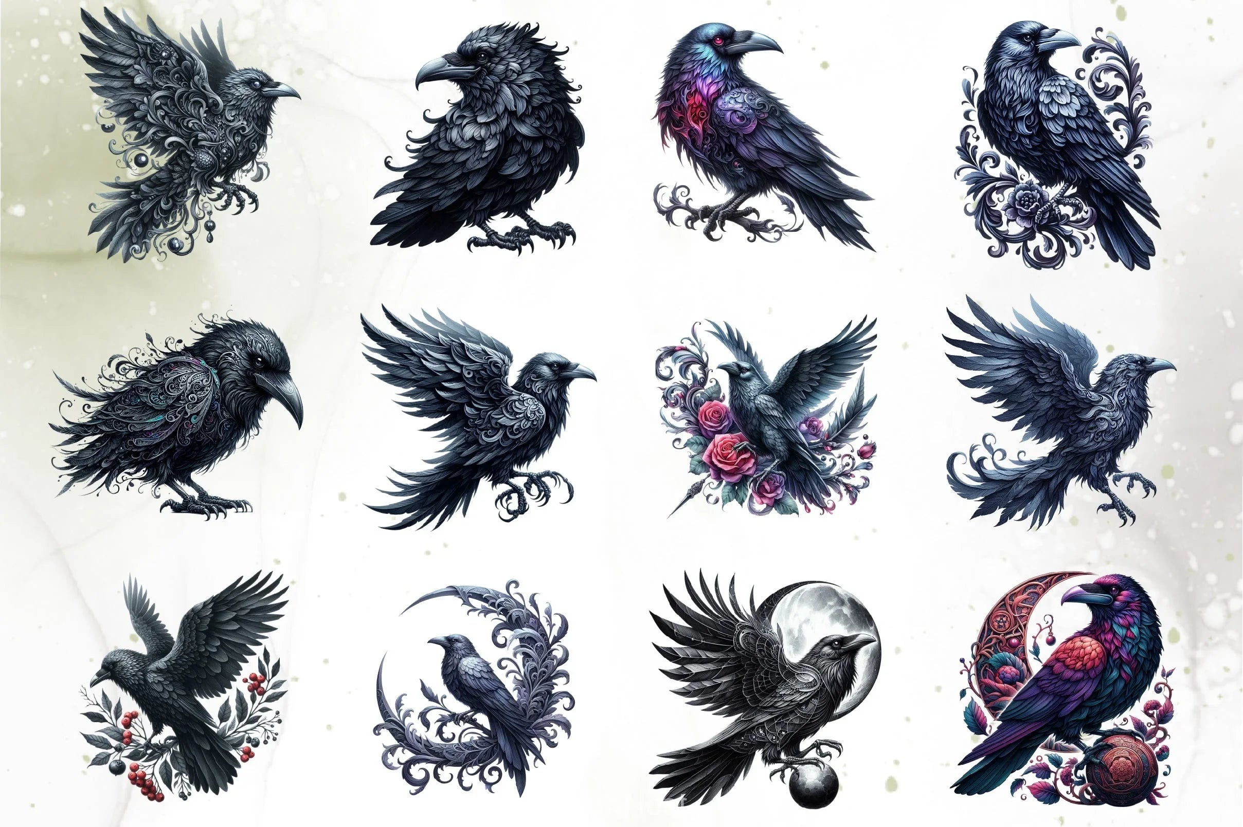 Halloween Gothic Raven Clipart Bundle - CraftNest - Digital Crafting and Art