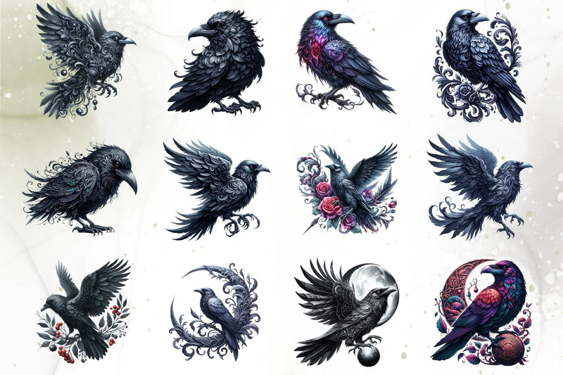 Halloween Gothic Raven Clipart Bundle - CraftNest - Digital Crafting and Art