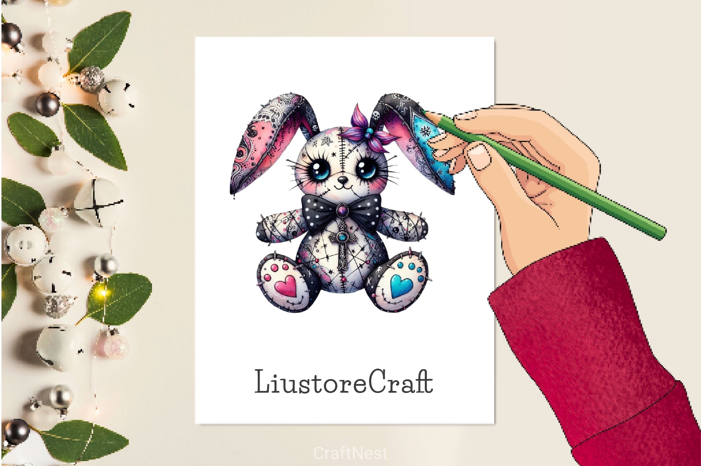 Halloween Voodoo Bunny Doll Clipart Bundle 3
