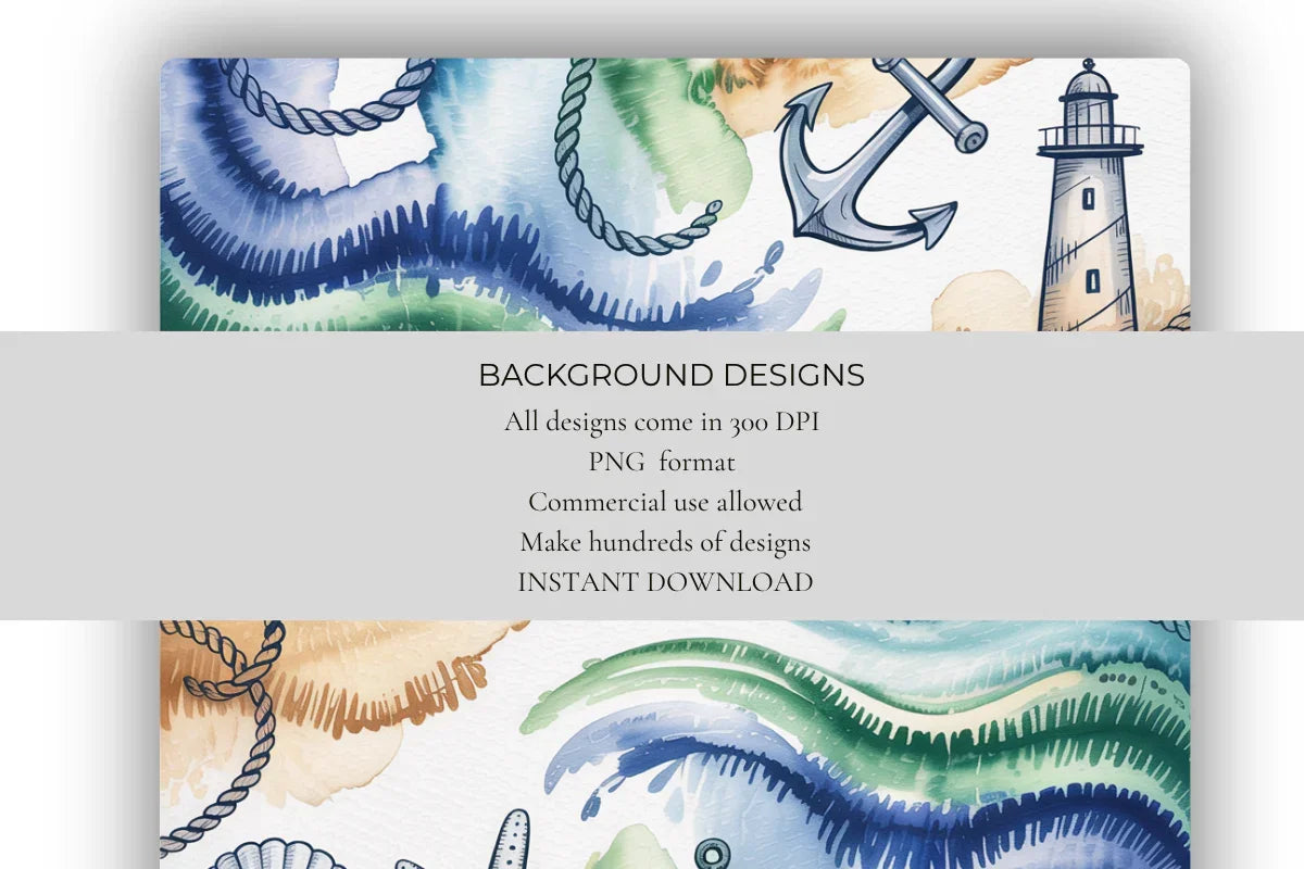 Nautical Watercolor Background Papers - CraftNest - Digital Crafting and Art