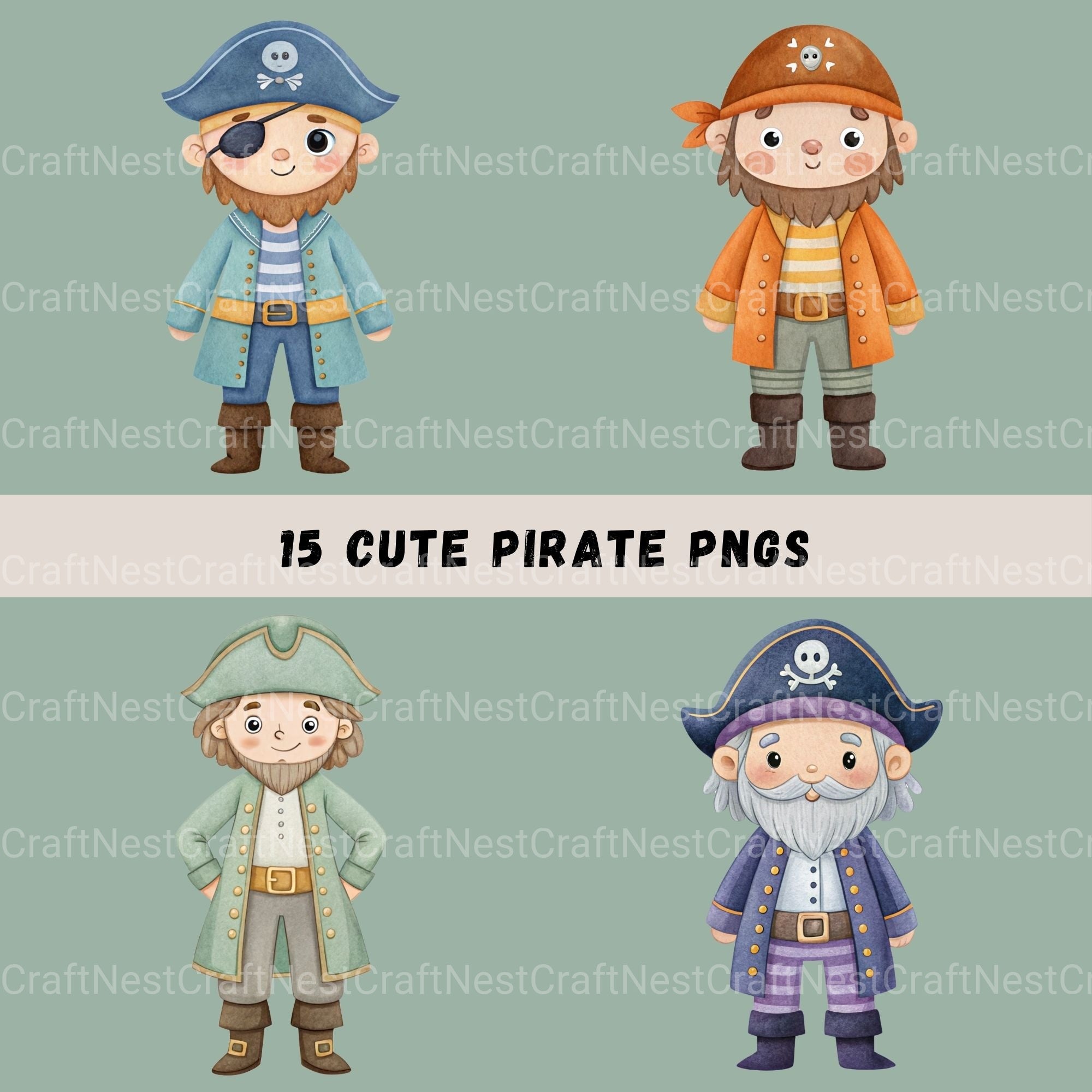 Pirates Little Boys Clipart Bundle