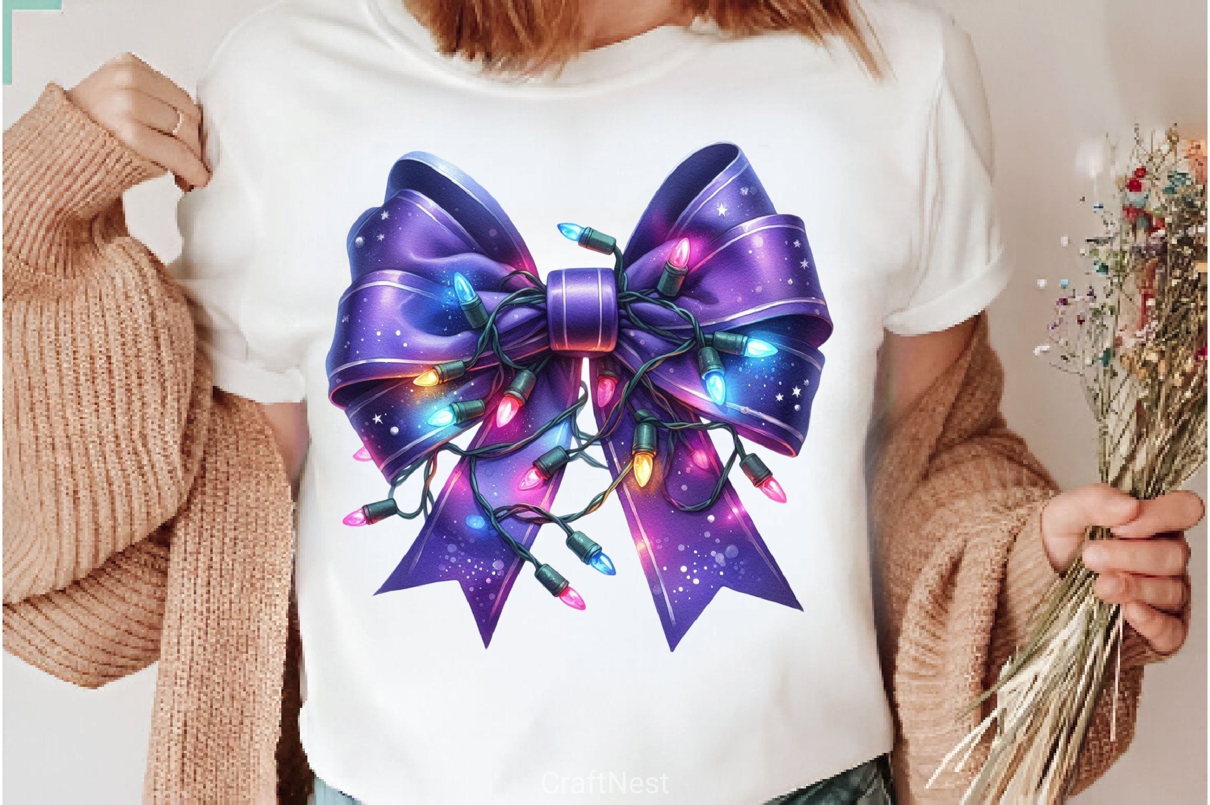 Christmas Purple Bow Clipart Bundle