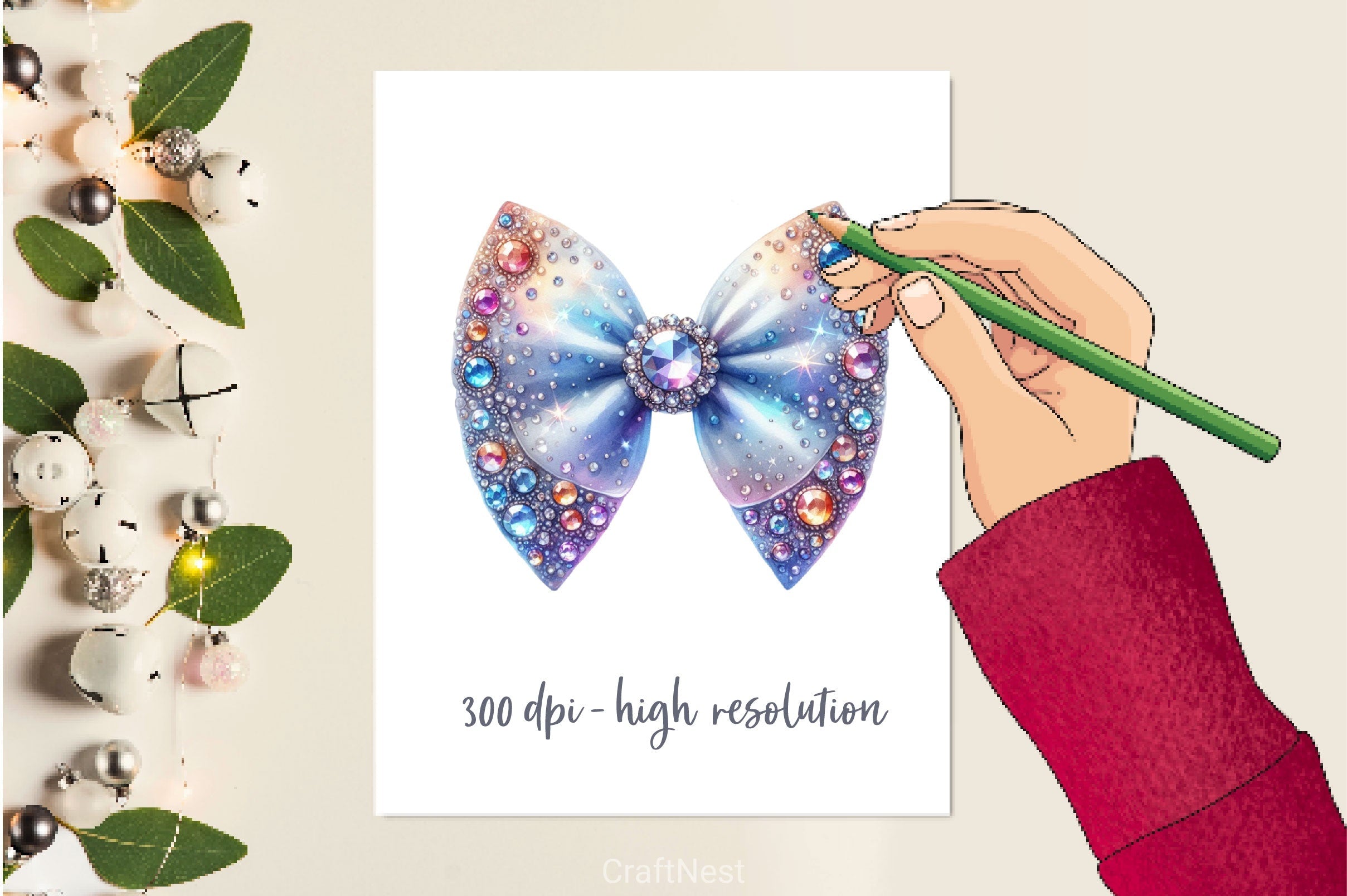 Rhinestone Bow Tie Clipart Bundle 3