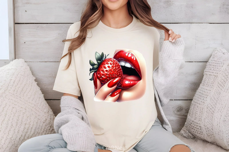 Glossy Red Lips & Strawberry Clipart Bundle 5 - CraftNest - Digital Crafting and Art