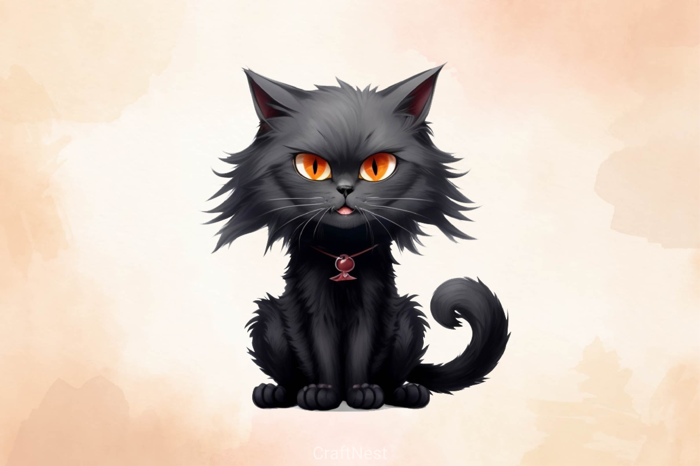 Scary Halloween Black Cat Clipart Bundle