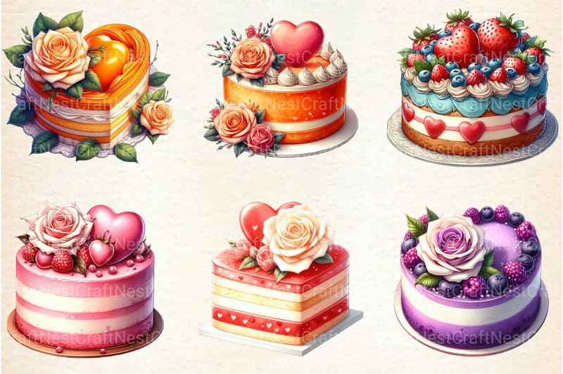 Valentine Cake Clipart Bundle 99 - CraftNest - Digital Crafting and Art