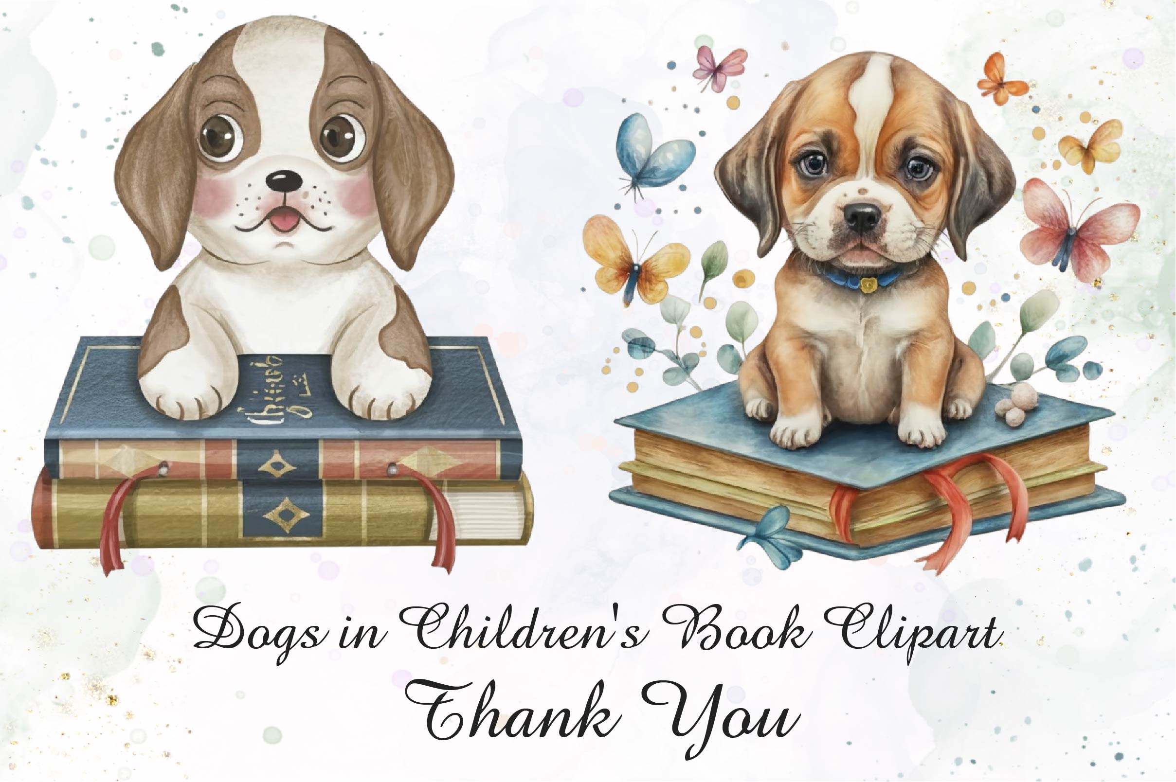 Dogs In Children's Book Clipart Bundle