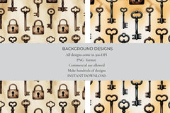 Vintage Keys Seamless Papers - CraftNest - Digital Crafting and Art