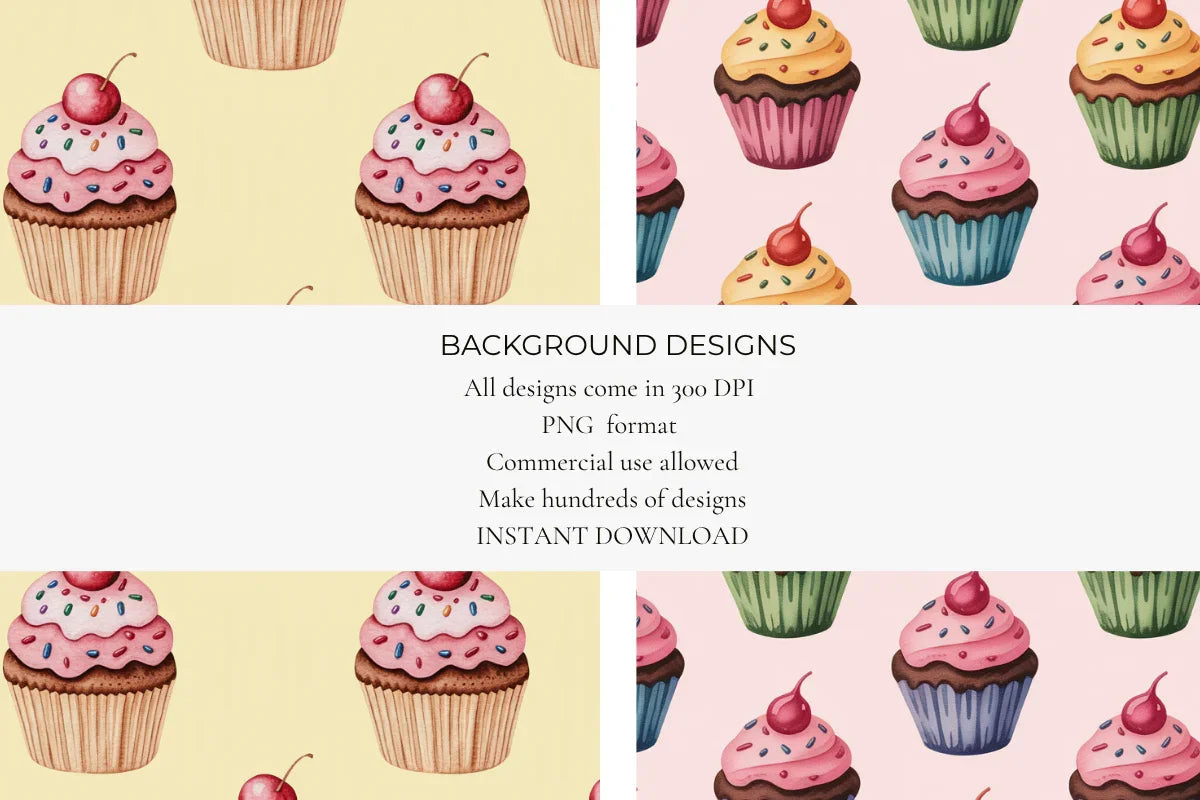 Cupcakes Seamless Papers - CraftNest - Digital Crafting and Art