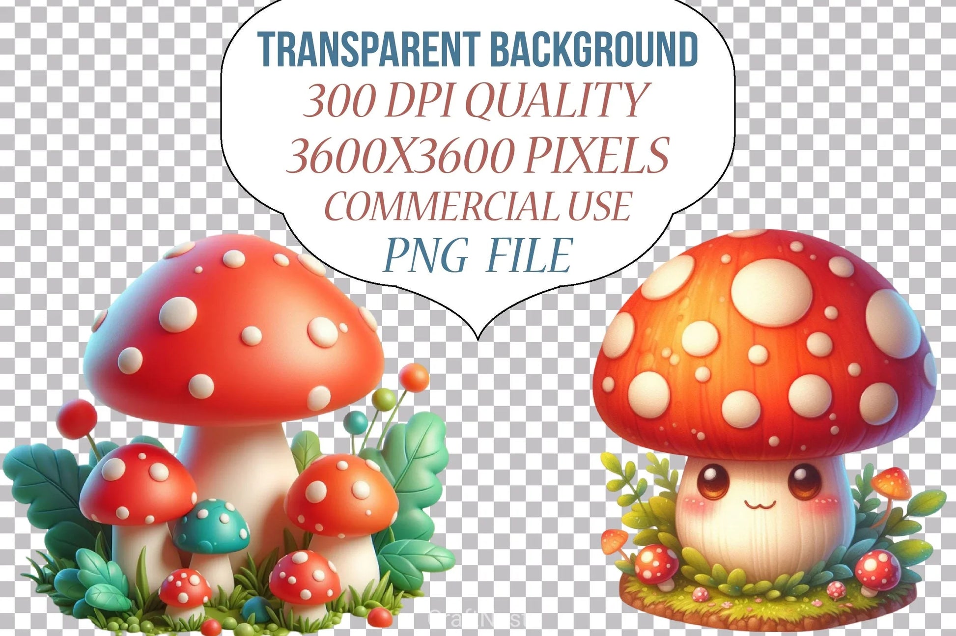 Lovely Mushrooms Clipart Bundle - CraftNest - Digital Crafting and Art