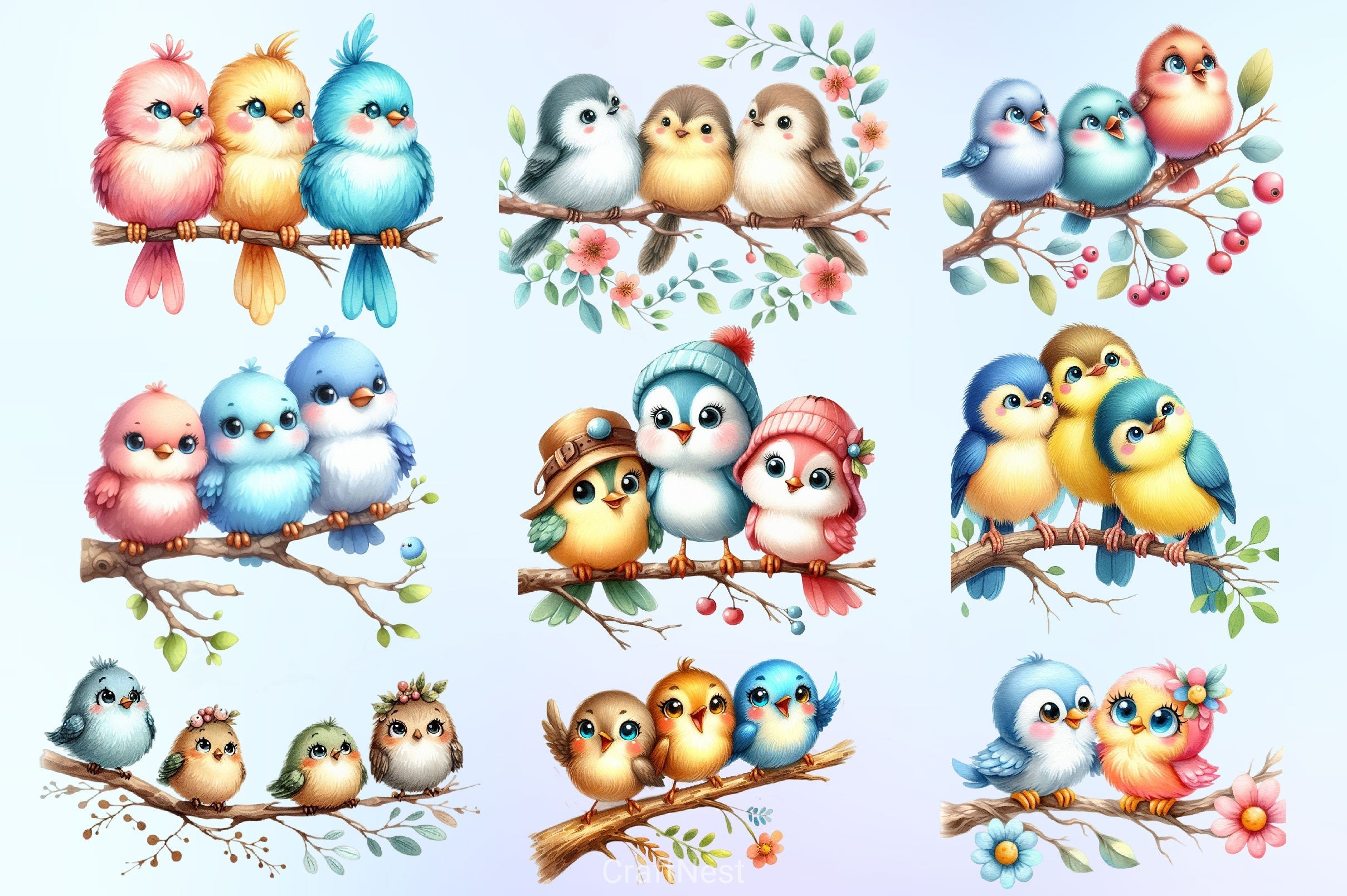 Cute Birds Clipart Bundle