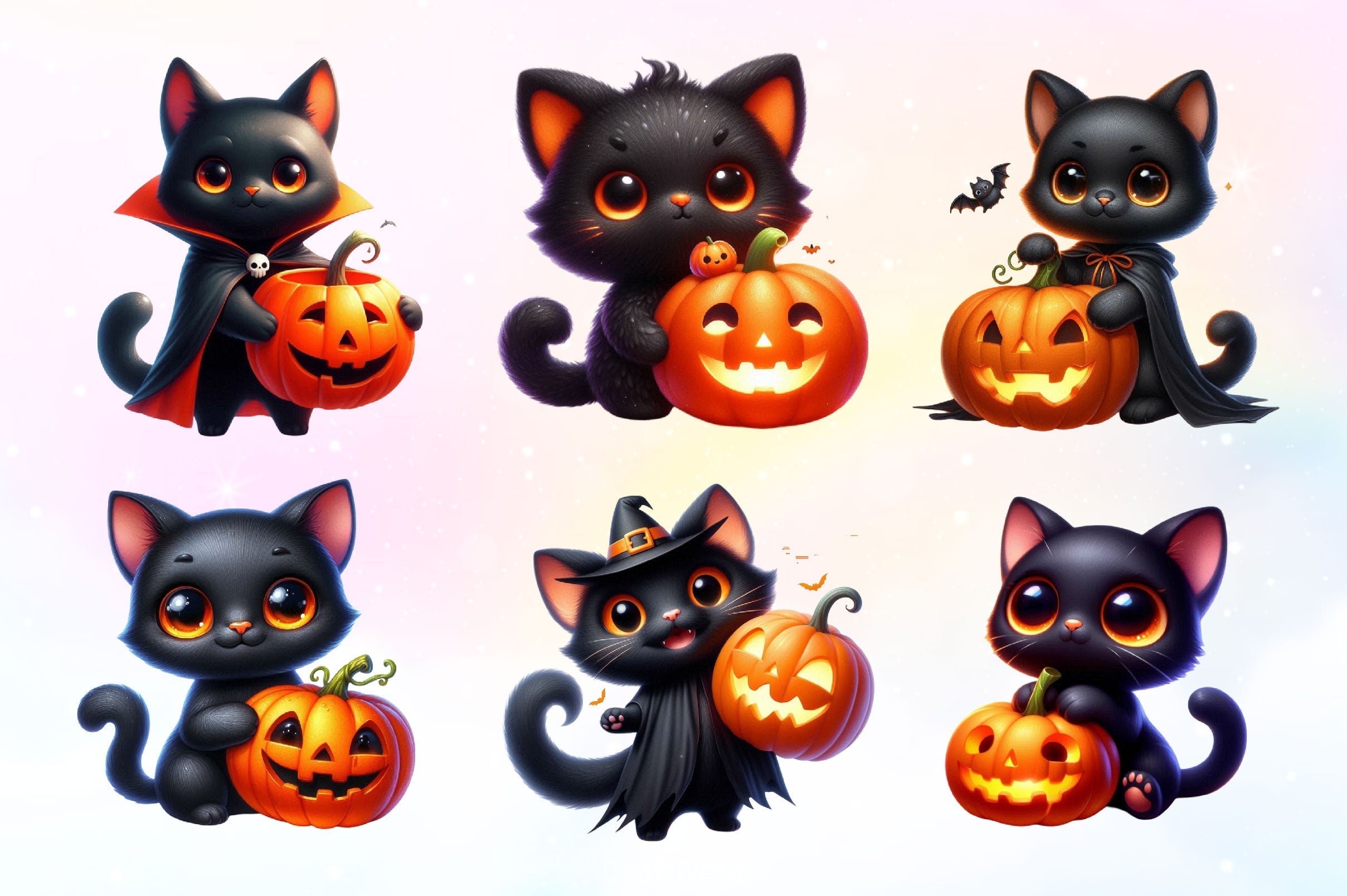 Funny Halloween Scary Cat Clipart Bundle 2