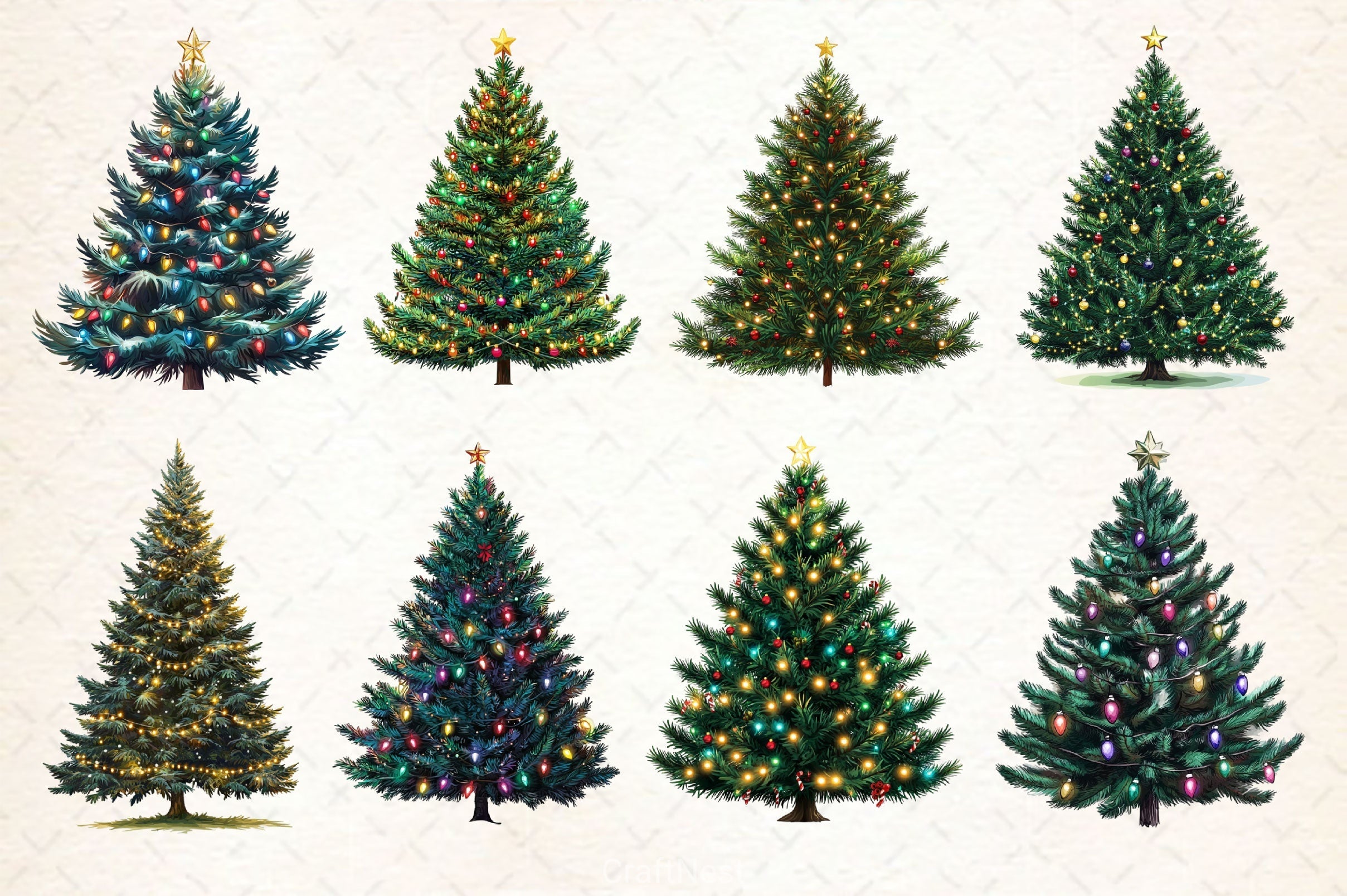 Christmas Tree Clipart Bundle 16