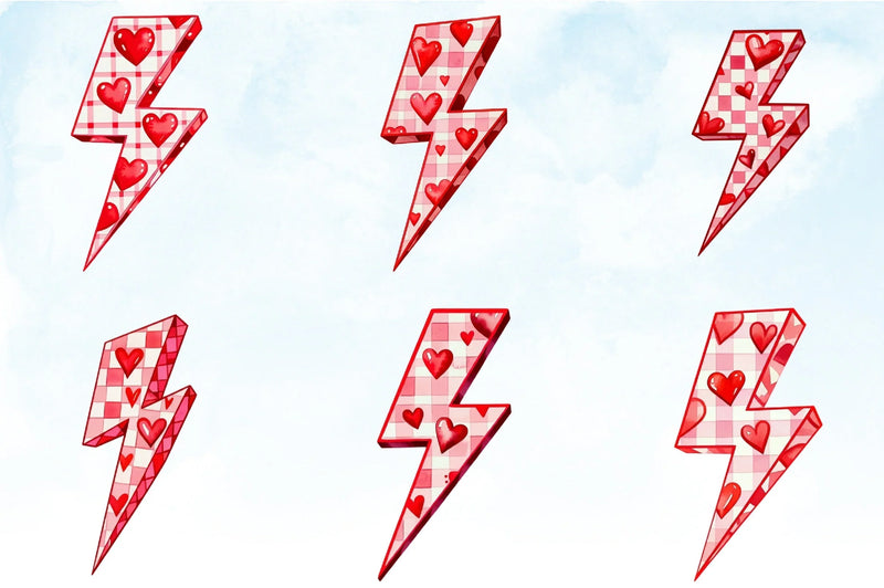 Valentine's Lightning Bolt Clipart Bundle - CraftNest - Digital Crafting and Art