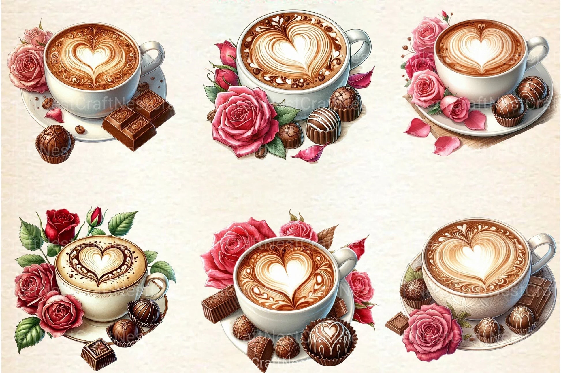 Valentine Coffee Cup Clipart Bundle 99 - CraftNest - Digital Crafting and Art