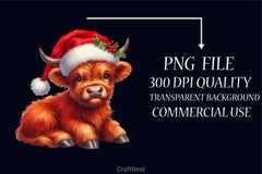 Christmas Baby Highland Cow Clipart Bundle - CraftNest - Digital Crafting and Art