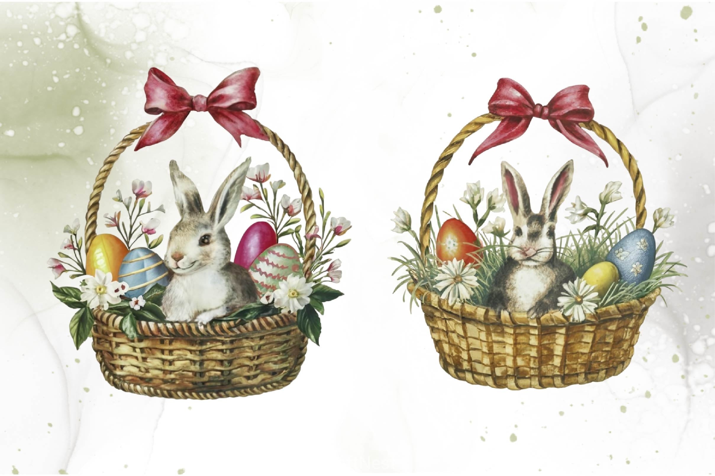 Easter Bunny Basket Clipart Bundle 2