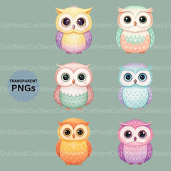 Pastel Owls Clipart Bundle - CraftNest - Digital Crafting and Art