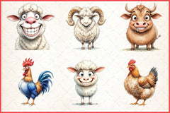 Cute Farm Animals Clipart Bundle 2 - CraftNest - Digital Crafting and Art