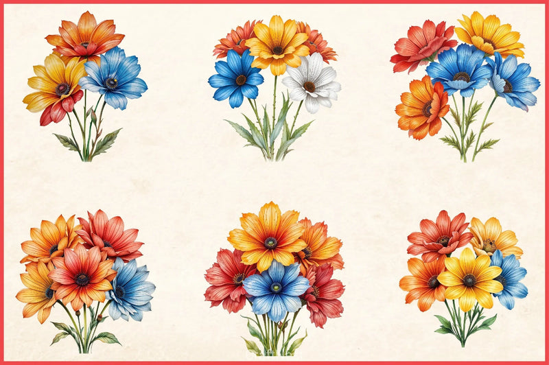 Wildflower Bouquet Clipart Bundle - CraftNest - Digital Crafting and Art