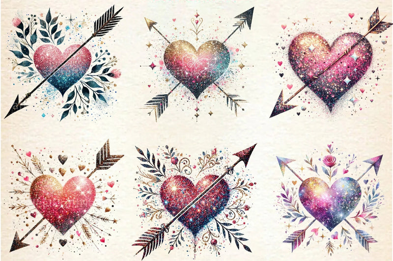Glitter Heart Valentine Clipart Bundle - CraftNest - Digital Crafting and Art