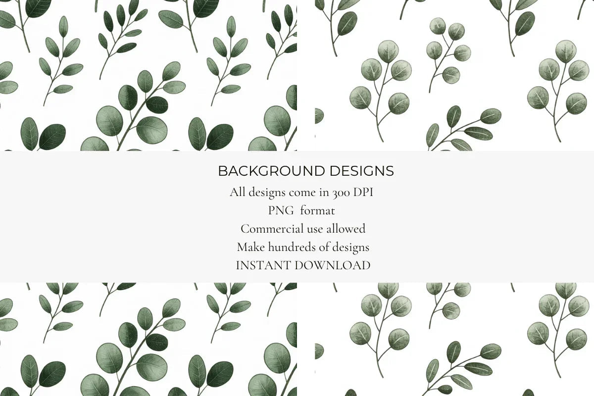 Eucalyptus and Leafy Branches Seamless Papers - CraftNest - Digital Crafting and Art