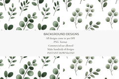 Eucalyptus and Leafy Branches Seamless Papers - CraftNest - Digital Crafting and Art