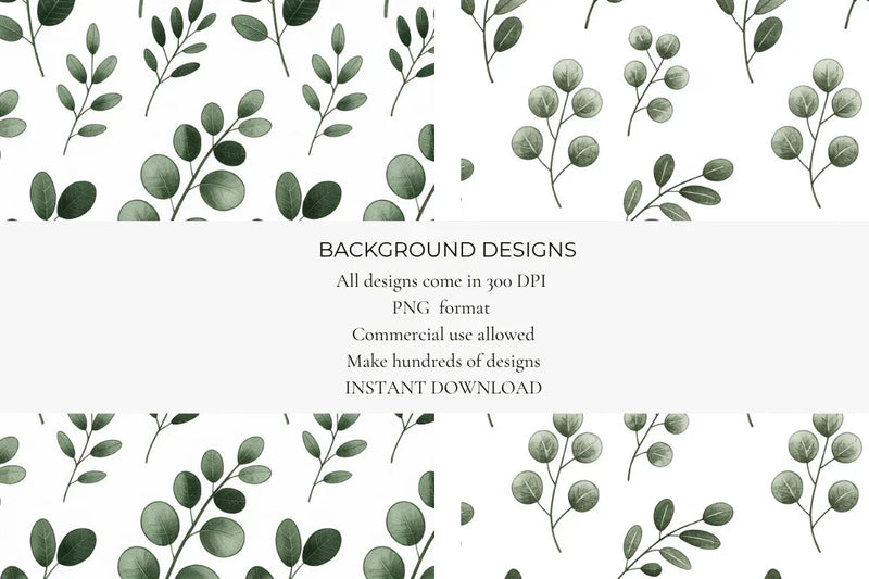 Eucalyptus and Leafy Branches Seamless Papers - CraftNest - Digital Crafting and Art