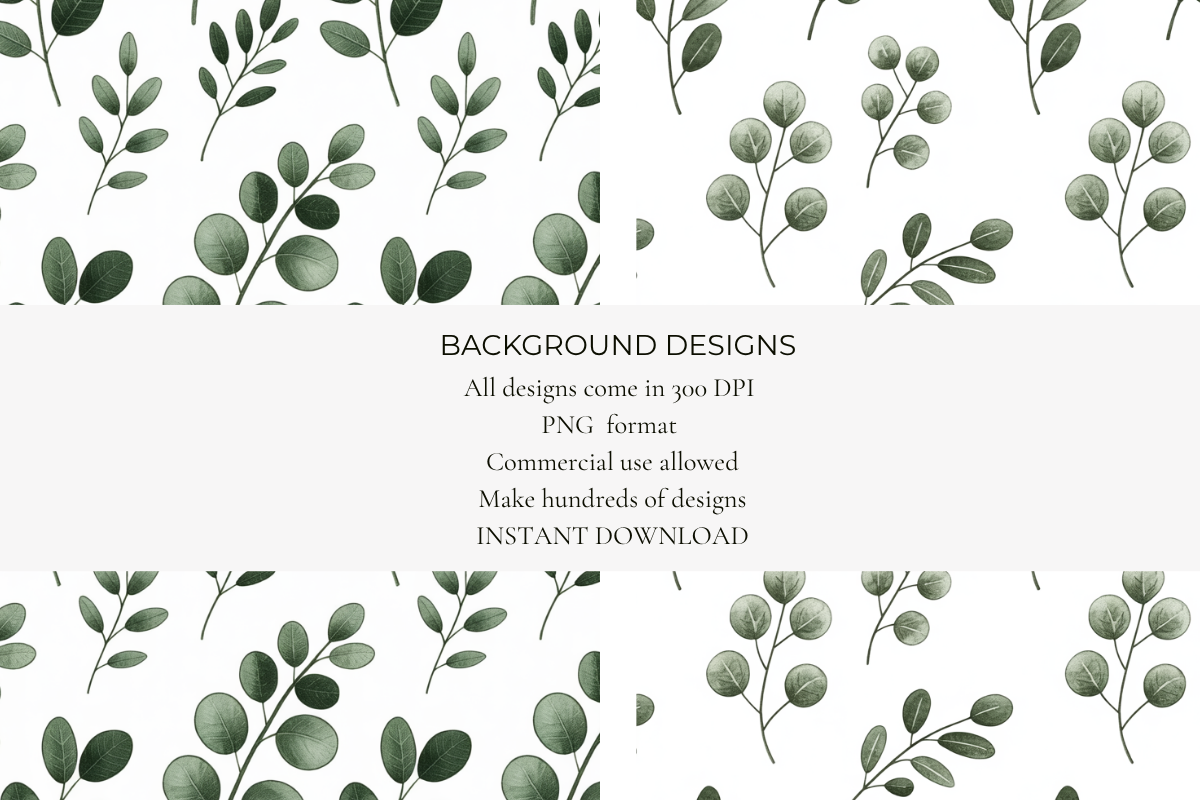 Eucalyptus and Leafy Branches Seamless Papers