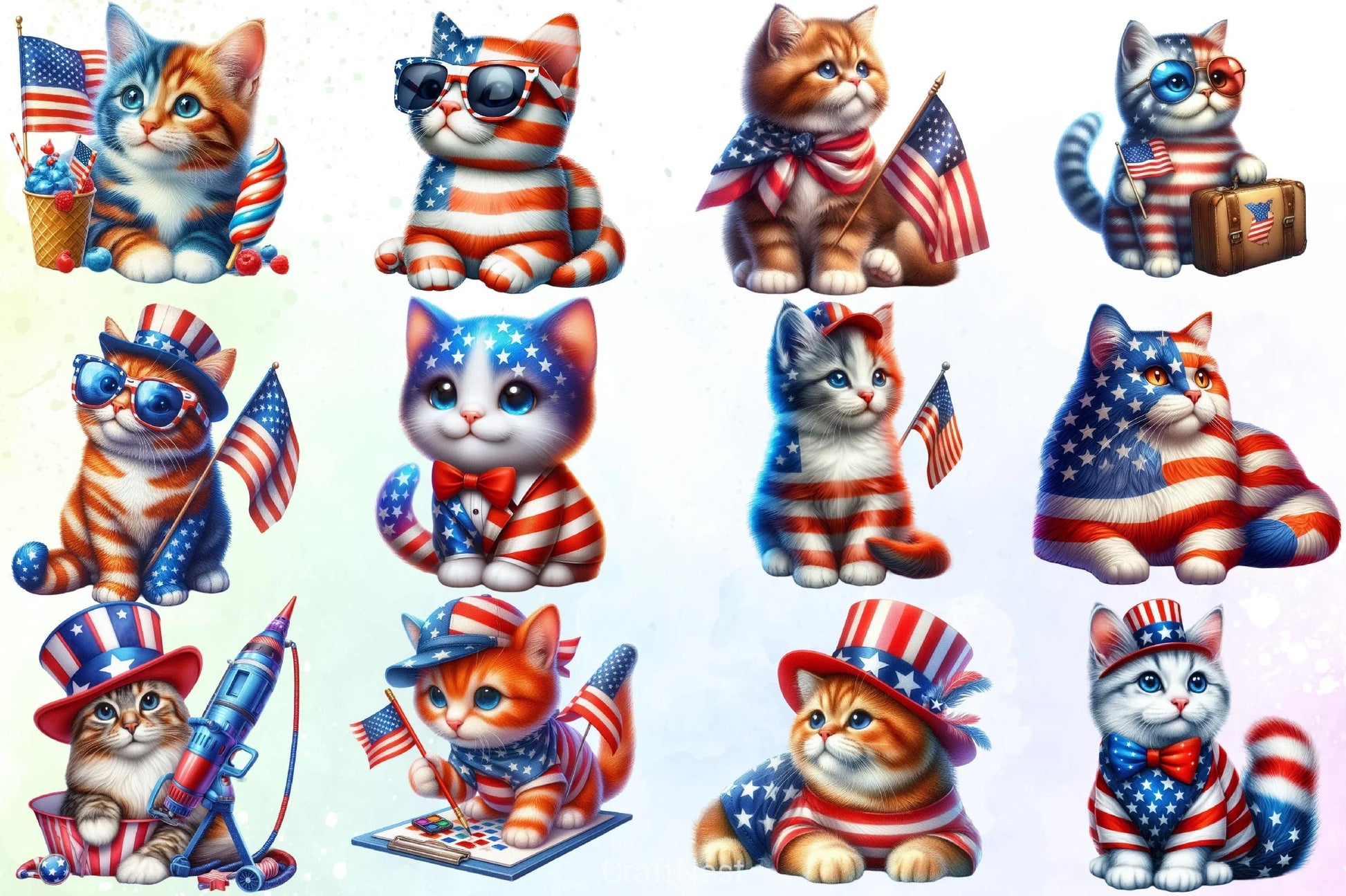 4th of July Cat & Dog Clipart Bundle - CraftNest - Digital Crafting and Art