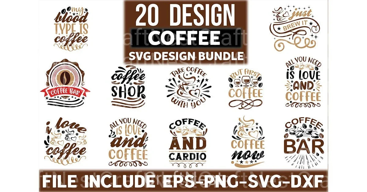 Coffee Design 20 Bundle - CraftNest - Digital Crafting and Art