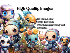 Kawaii Robots Clipart - CraftNest