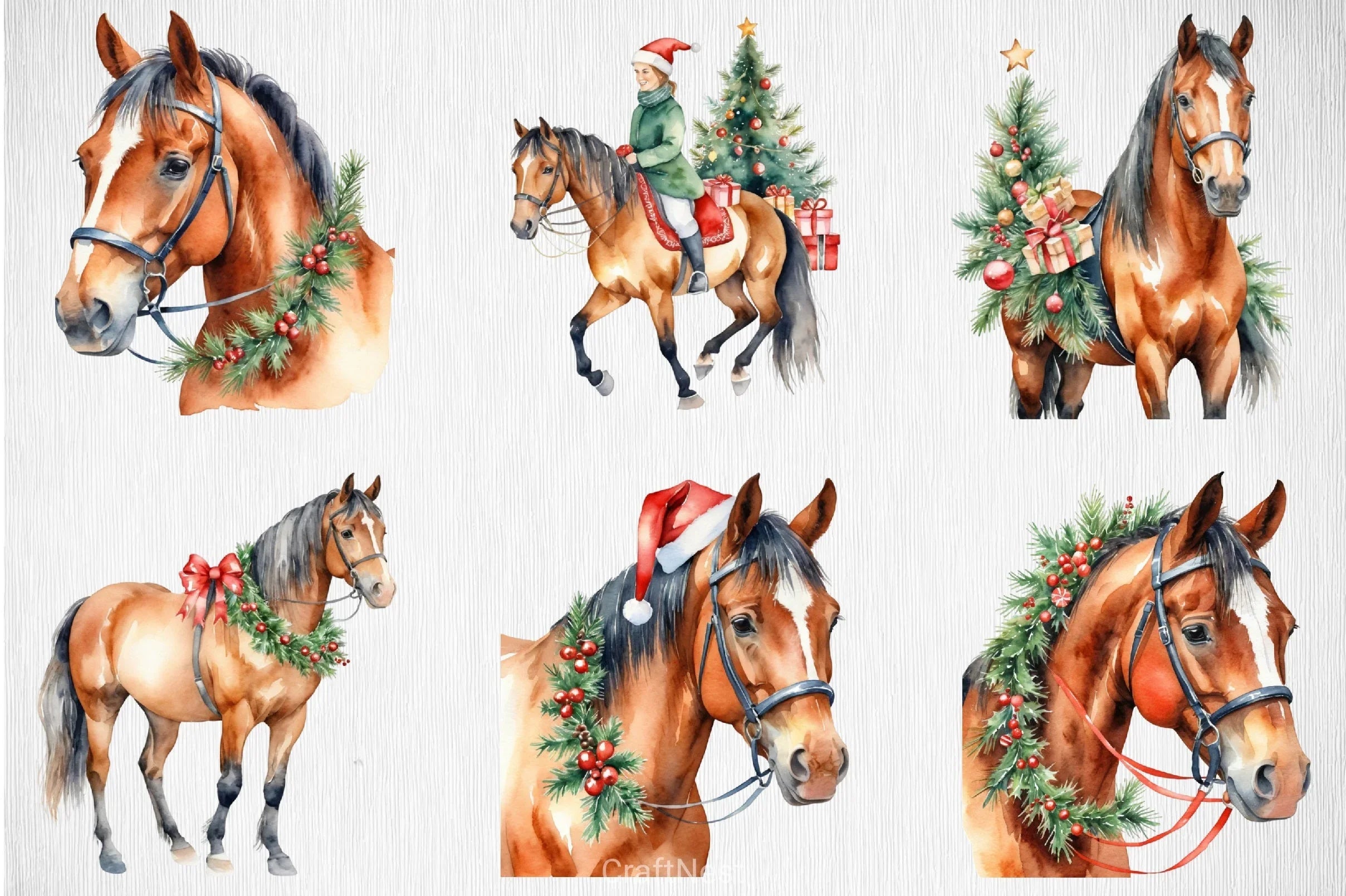 Christmas Horse Clipart Bundle - CraftNest - Digital Crafting and Art