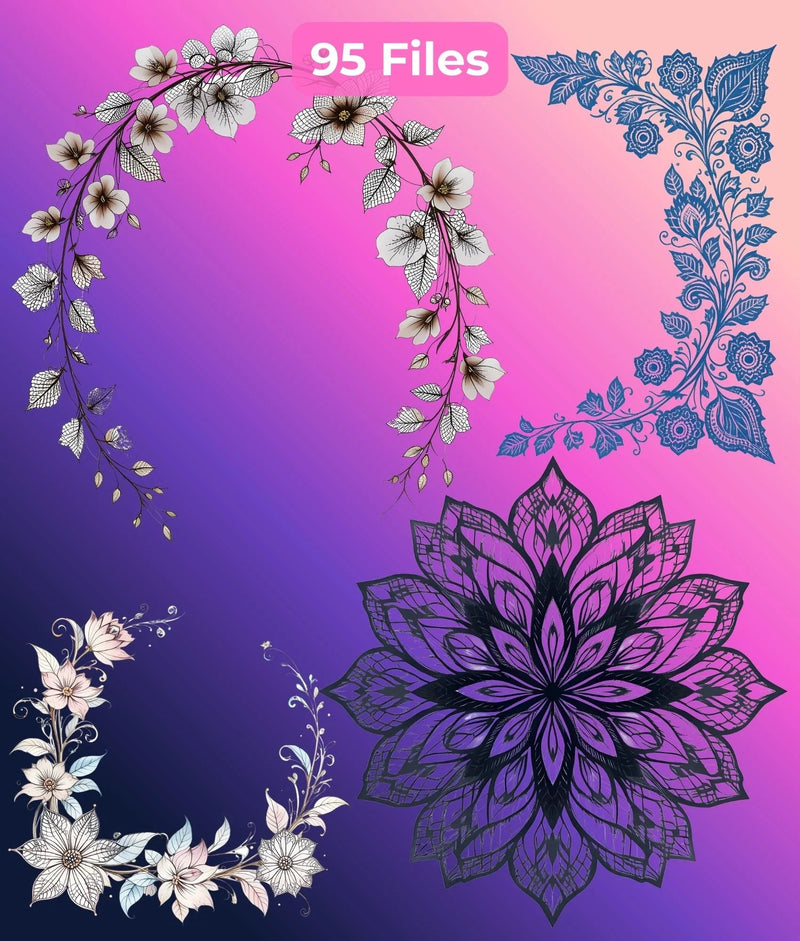 Minimalist Lace Flowers Clipart Bundle - CraftNest - Digital Crafting and Art