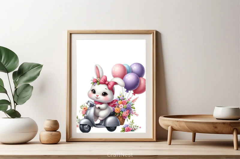 Cute Bunny Scooter Clipart Bundle - CraftNest - Digital Crafting and Art