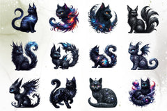 Dark Fairy Cat Clipart Bundle - CraftNest - Digital Crafting and Art