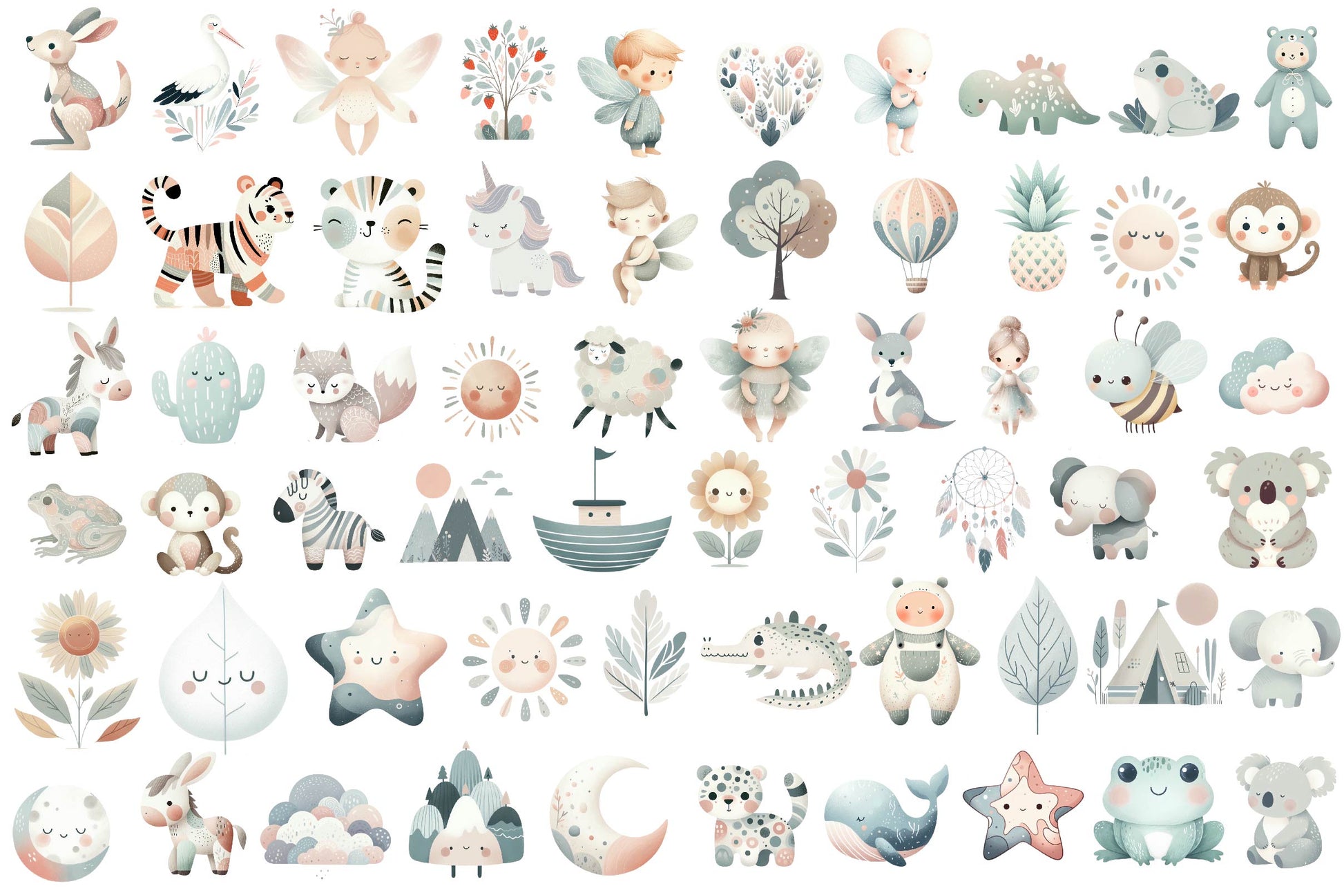 Boho Doodle Baby Clipart Bundle - CraftNest - Digital Crafting and Art