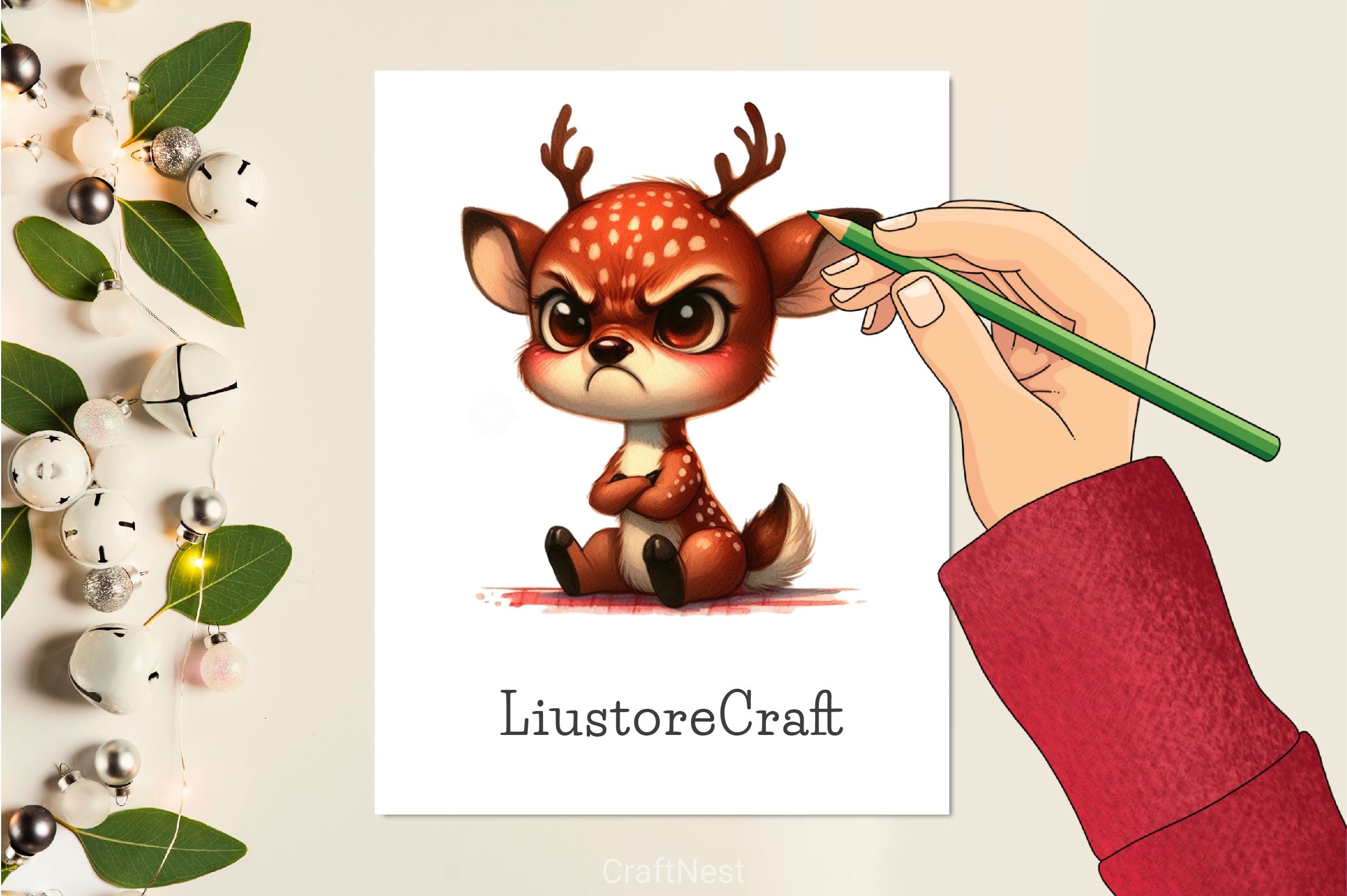 Funny Grumpy Deer Clipart Bundle