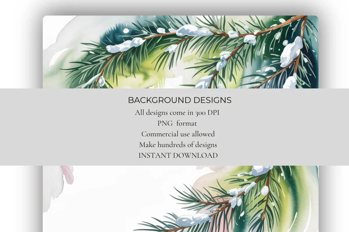 Winter Pine Branches Background Papers - CraftNest - Digital Crafting and Art