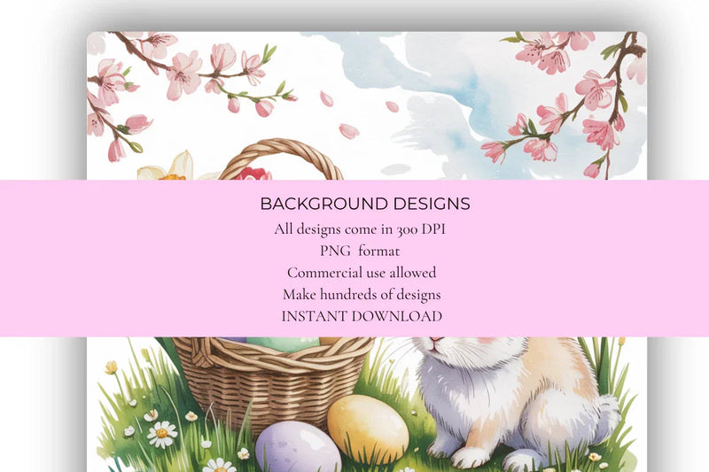 Easter Bunny Bloom Background Papers - CraftNest - Digital Crafting and Art