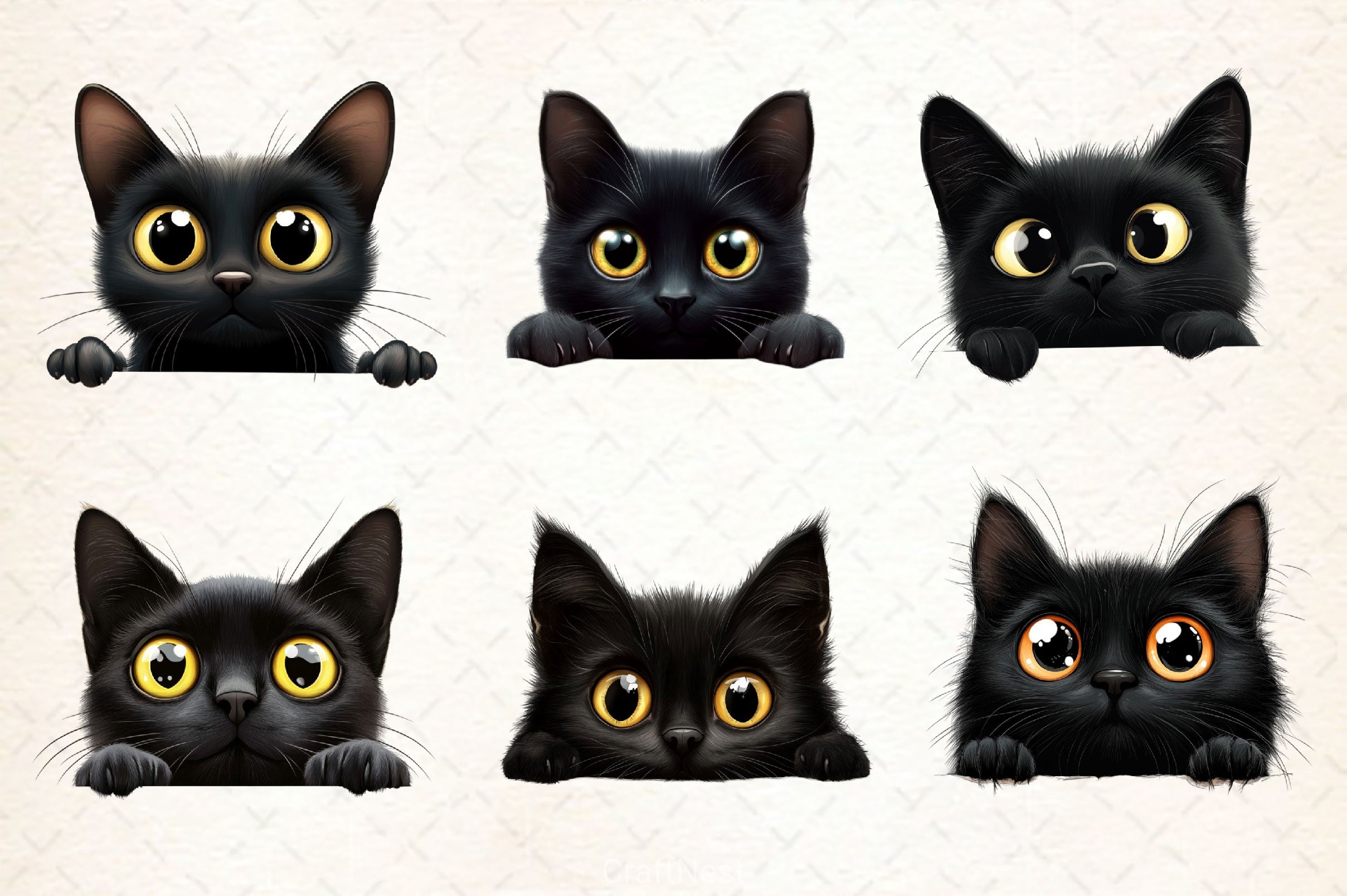 Black Cat Peeking Clipart Bundle 2