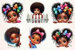 Peeking African American Girl Clipart Bundle - CraftNest - Digital Crafting and Art