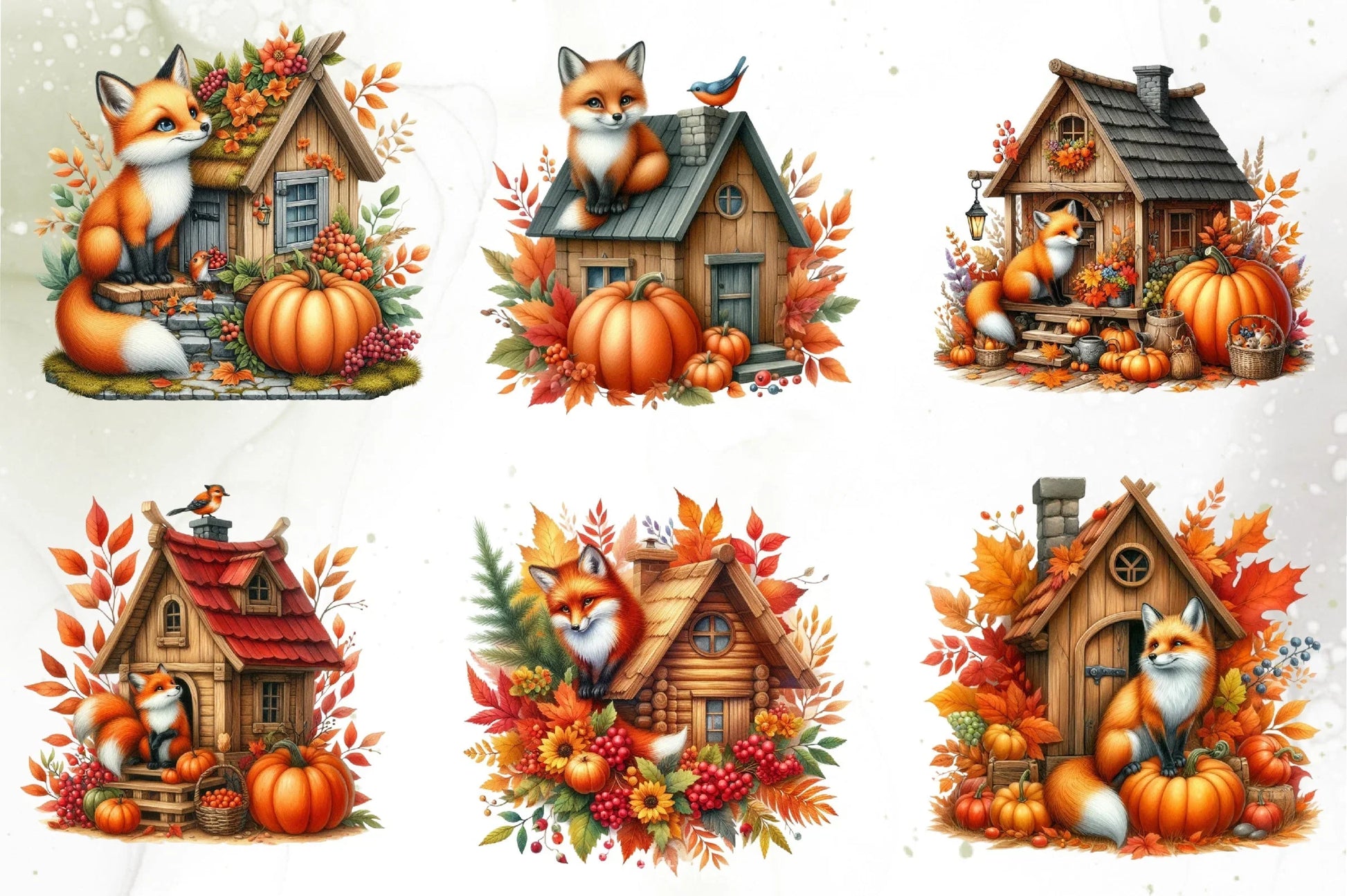 Autumn Fox House Clipart Bundle - CraftNest - Digital Crafting and Art