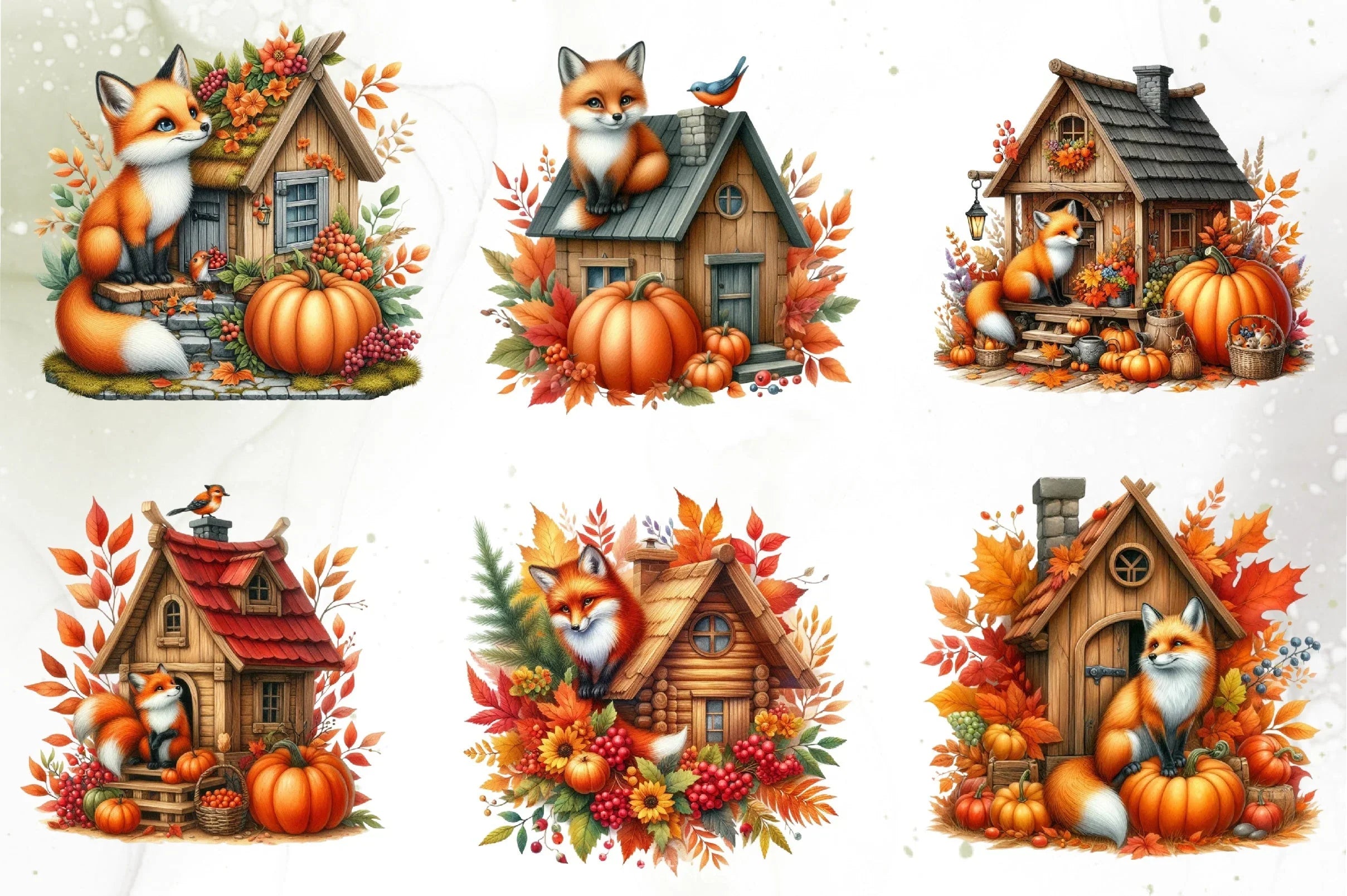 Autumn Fox House Clipart Bundle - CraftNest - Digital Crafting and Art