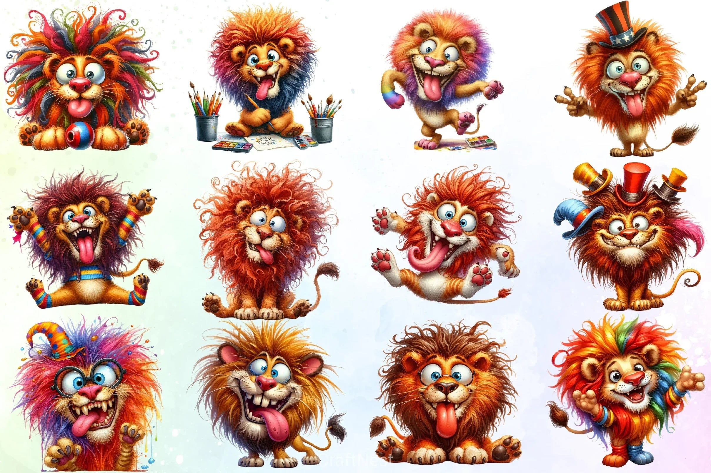 Funny Crazy Lion Clipart Bundle - CraftNest - Digital Crafting and Art