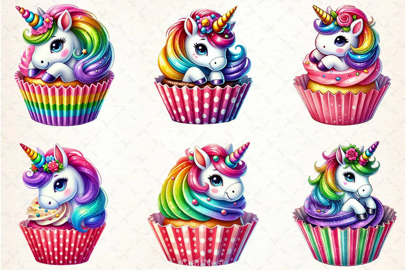Unicorn Cupcake Clipart Bundle - CraftNest - Digital Crafting and Art