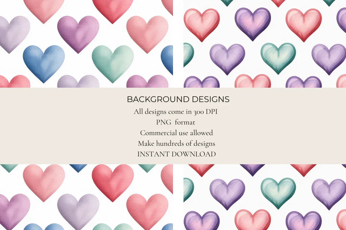 Pastel Hearts Seamless Papers - CraftNest - Digital Crafting and Art